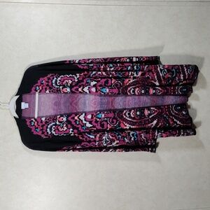 2/$10 04167 Chico's black and purple open front long line cardigan 3 XL